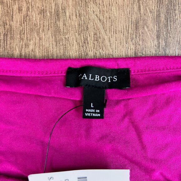 NEW Talbots Pleated Sleeve Crewneck Top Magenta Pink Sz L - Picture 6 of 13